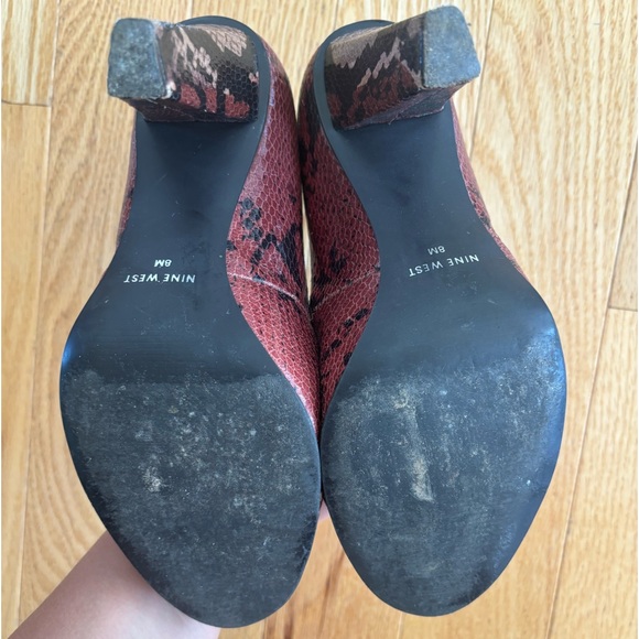 🌷LAST CALL! Nine West (8) Pink/Mauve SnakeSkin Peep Toe Pumps🌷 - Picture 7 of 11